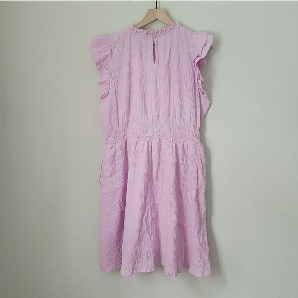 J. Crew Guaze Lilac Pink Flutter Sleeve Dress Size 2XL - Picture 2 of 9